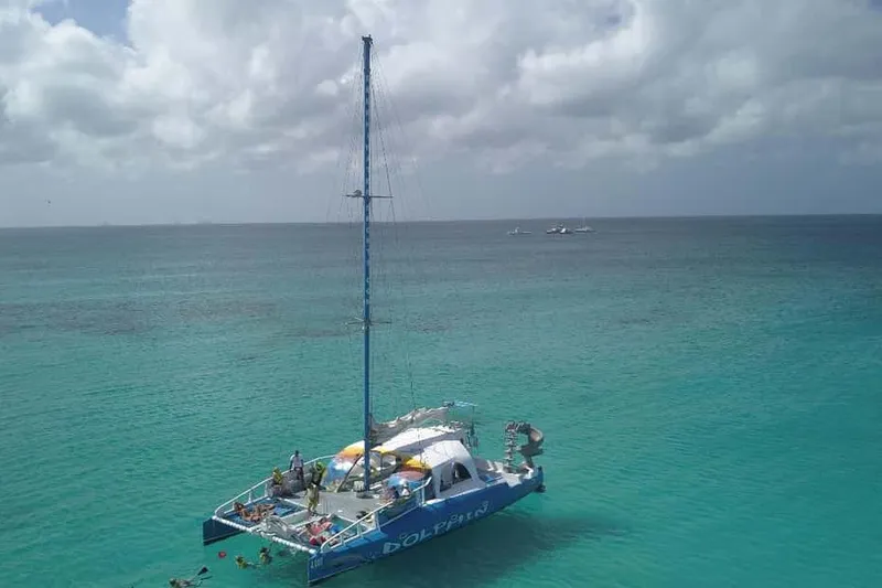 Day-cruise boats at Oranjestad & Palm Beach piers on a boat tour from Aruba, Aruba