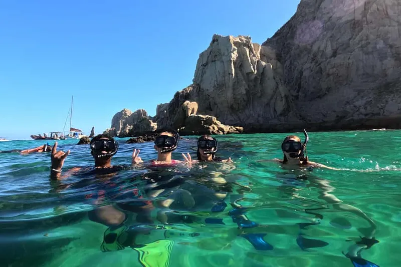 Day-cruise boats at Cabo Marina on a boat tour from Cabo San Lucas, Mexico