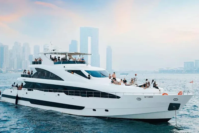 Luxury Superyacht Tour with Live DJ, Swim & Open Bar — a boat tour from Dubai, UAE