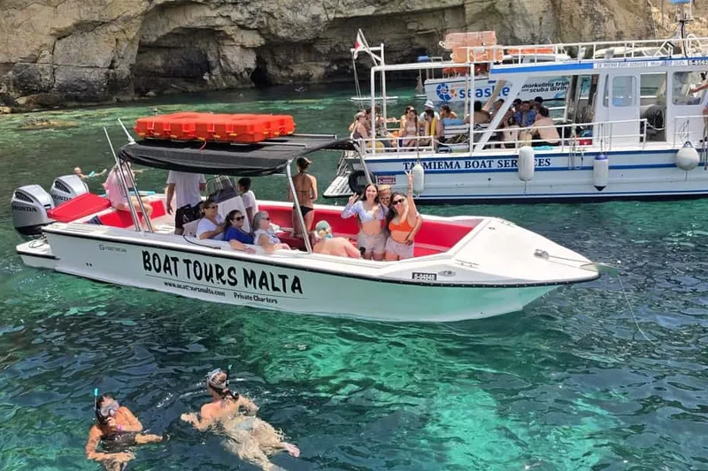 Sliema to Comino Speedboat Blue Lagoon,Crystal Lagoon+Caves — a boat tour from Malta, Malta