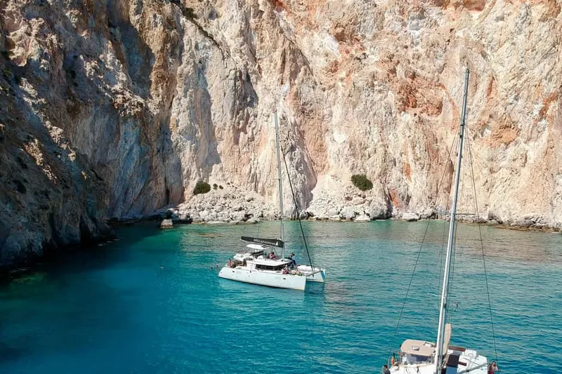 Full-Day Catamaran Cruise to Poliegos and Kleftiko — a boat tour from Milos, Greece