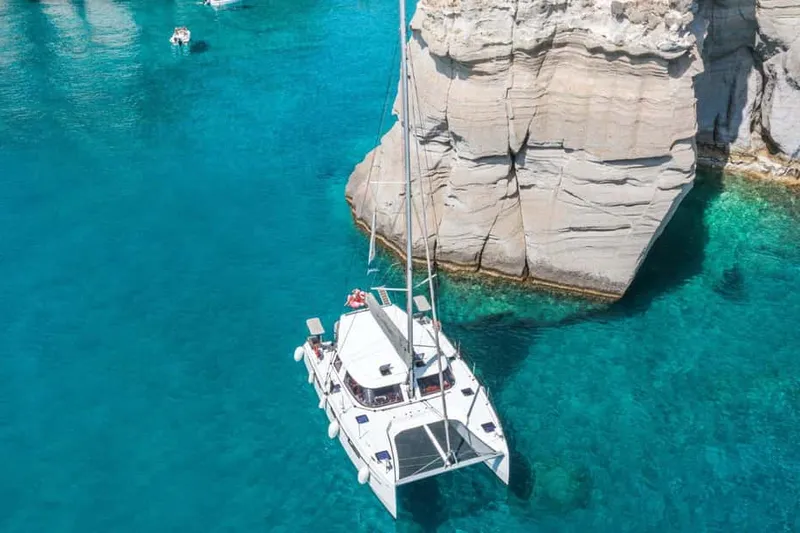 Milos Iconic Catamaran Cruise to Kleftiko with Meal & Drinks — a boat tour from Milos, Greece