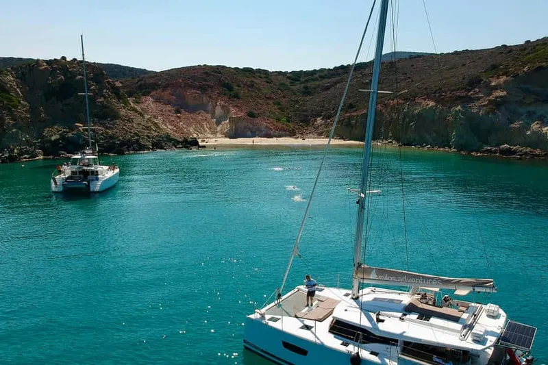 Half-Day Morning Catamaran Cruise to Kleftiko — a boat tour from Milos, Greece