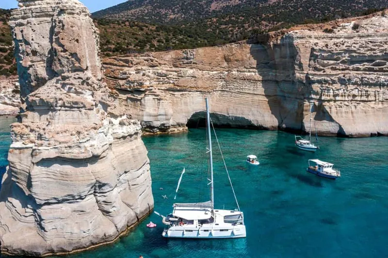 Kleftiko, Sykia & Klima Luxury Catamaran Cruise — a boat tour from Milos, Greece