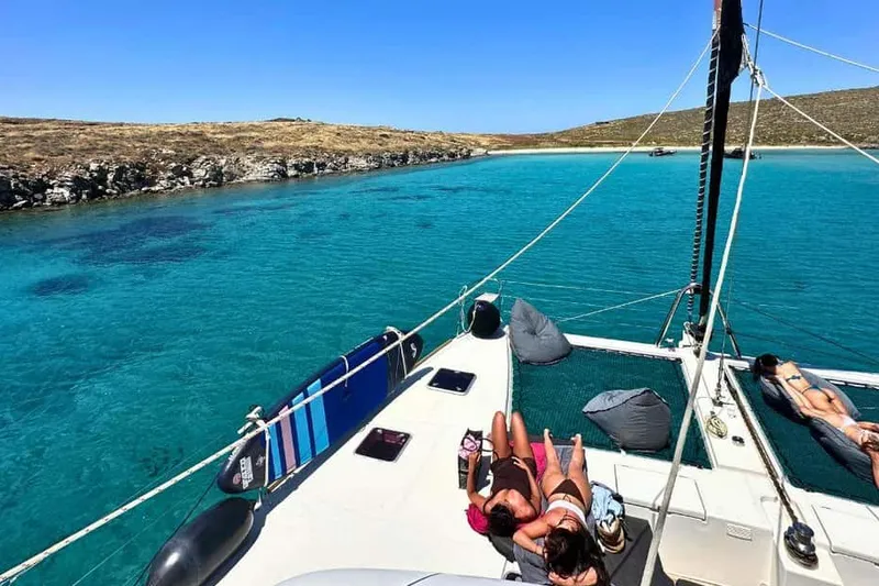 Mykonos Cruise: Prosecco, BBQ, Sailing Demo & Delos Stop — a boat tour from Mykonos, Greece