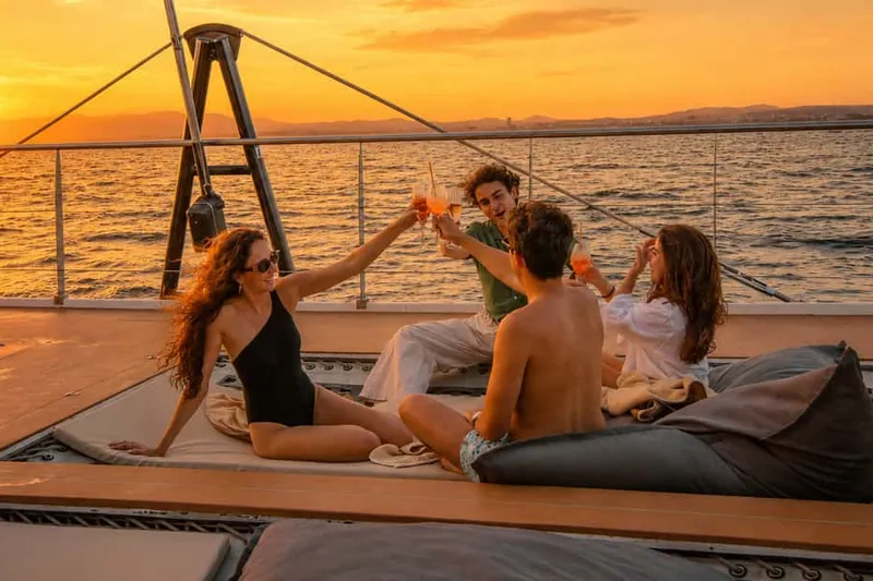 Mallorca: Premium Catamaran Sunset Trip with Food, Swim & VIP Area Option — a boat tour from Palma de Mallorca, Spain