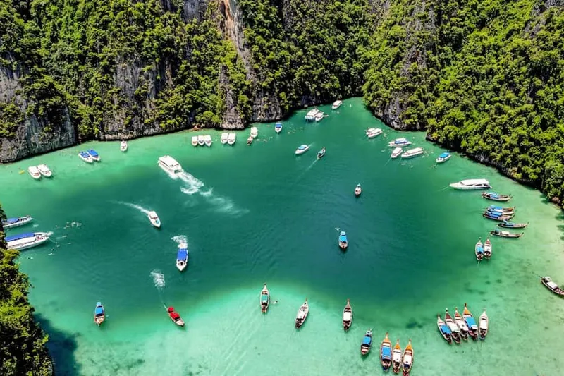 Day-cruise boats at Chalong & Rassada piers on a boat tour from Phuket, Thailand
