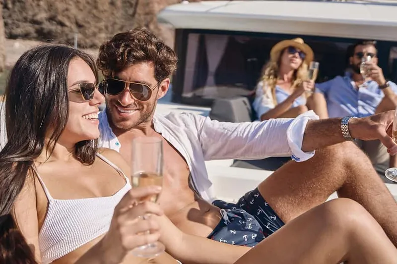 Small Group Catamaran w BBQ Fresh Fish & Drinks — a boat tour from Santorini, Greece