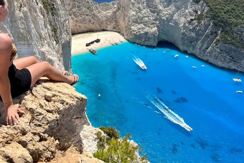 Day-cruise boats at Porto Vromi & Agios Nikolaos on a boat tour from Zakynthos, Greece