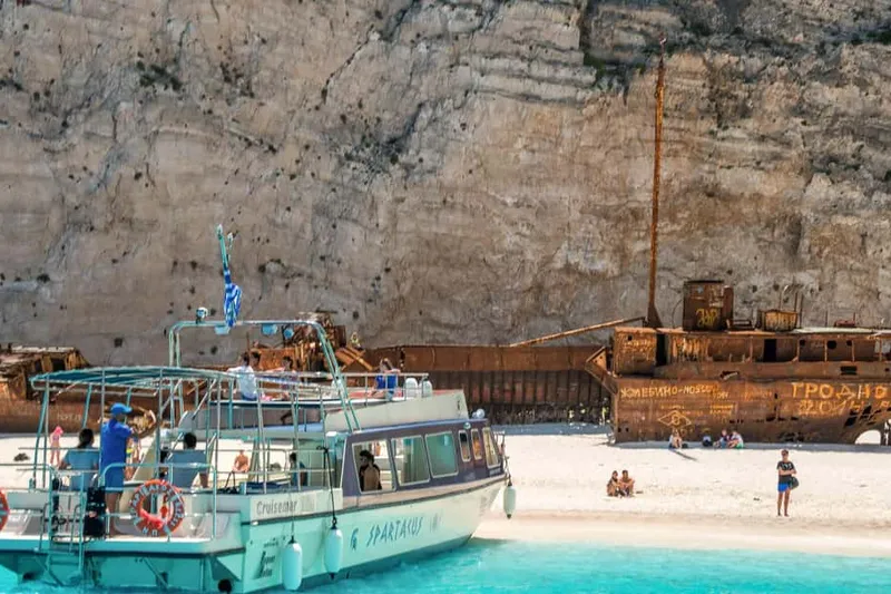 Above & Beyond Shipwreck & Blue Caves Tour — a boat tour from Zakynthos, Greece